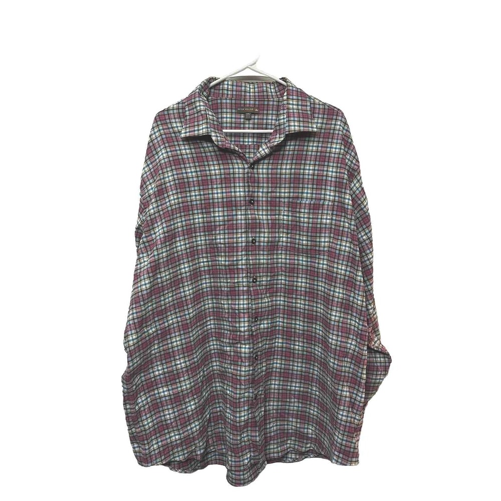 Peter Millar Crown Crafted White Pink & Blue‎ Plaid Button Down Size XXL
